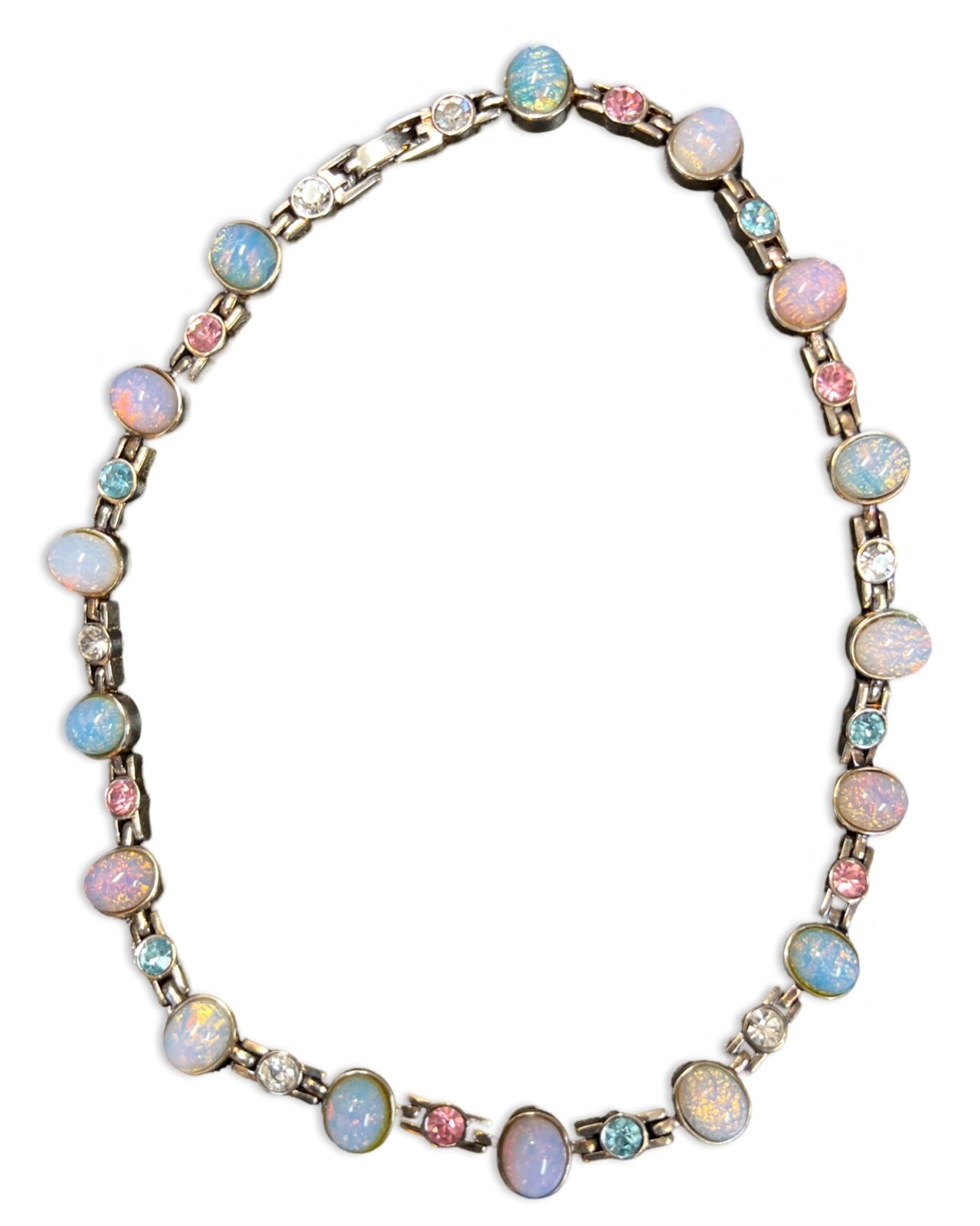 Givenchy Vintage Opal Cabochon Collar Necklace Gold Crystal Runway Signed
