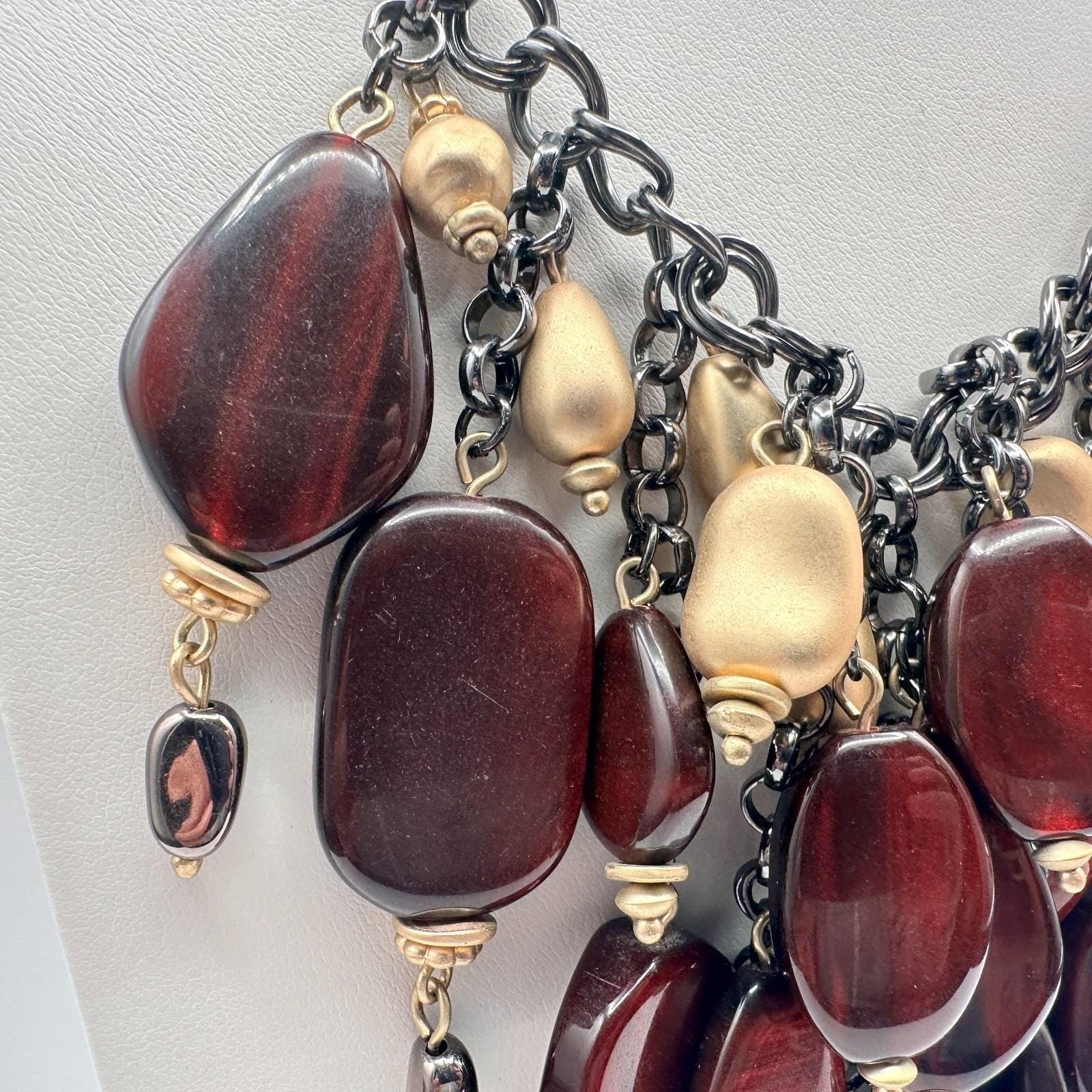 Vintage 90s Statement Chunky Bib Necklace Bold Boho Classic Women’s Jewelry