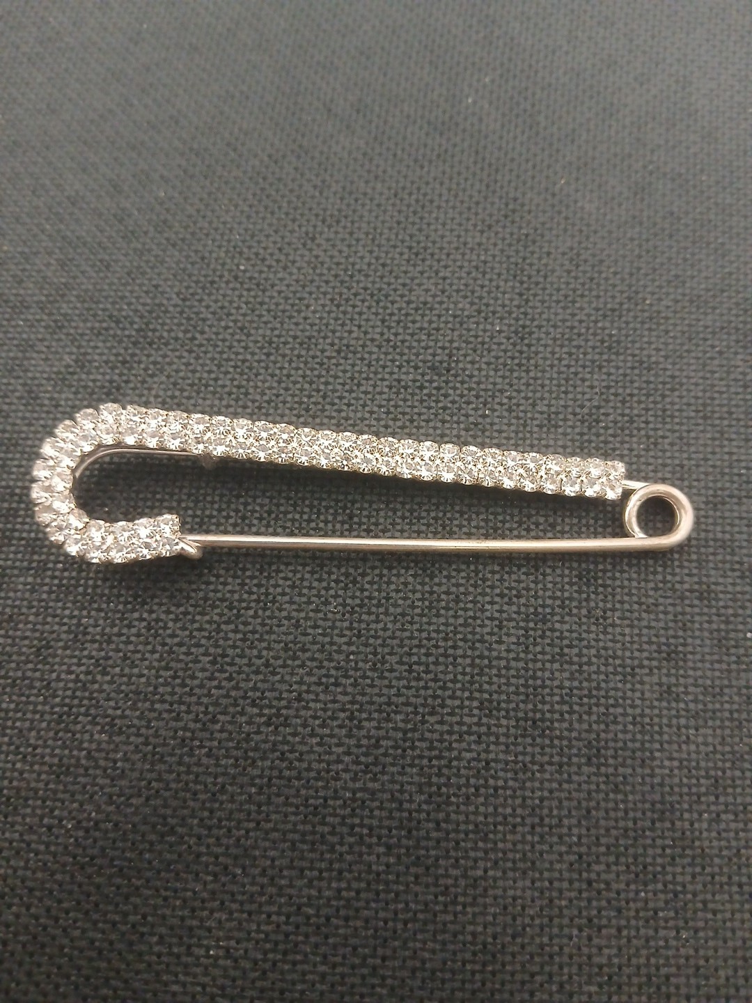 LOT OF 5 gold tone clear pave crystals assorted sizes safety pin design brooches