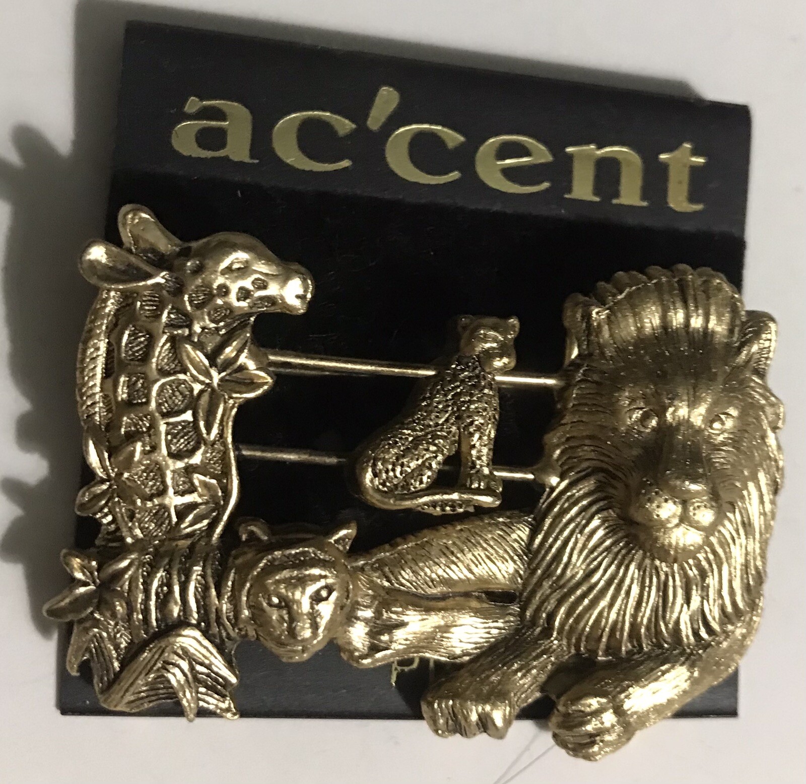 New Vintage AC’CENT Bible Noah’s Ark Animal Creatures Bracelet Brooch/Pin Set