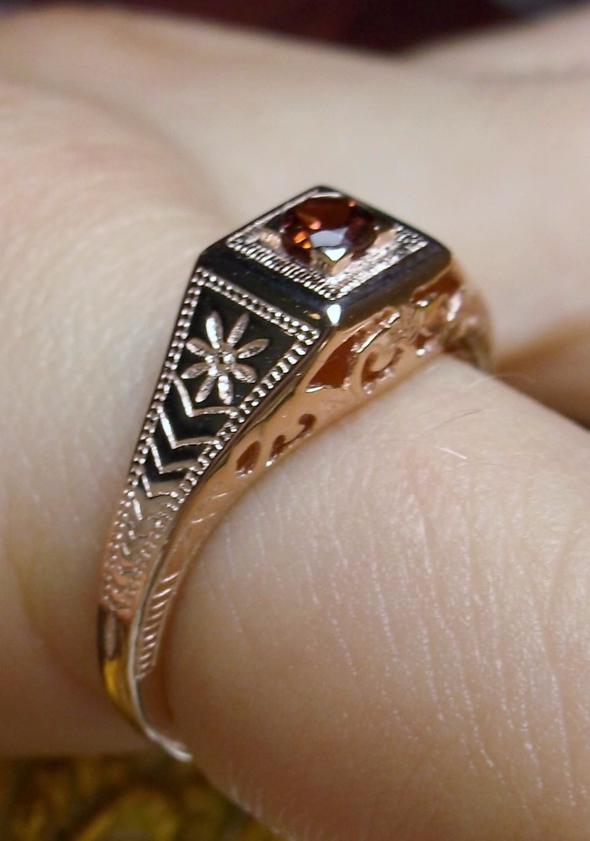 NATURAL Garnet Ring, Wedding Art Deco Revival Jewelry, US SELLER-Giftwrap