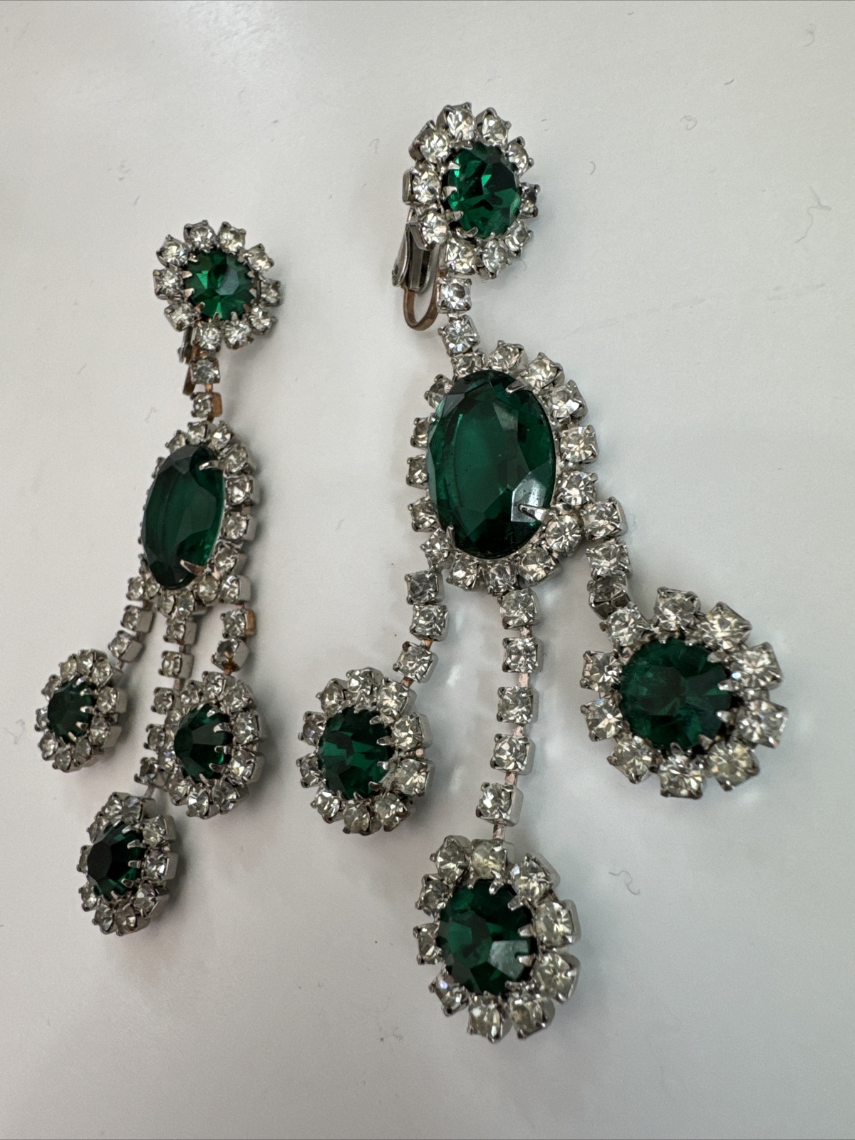 Beautiful Art Deco Rhinestone Emerald Drop Earrings For Any Occasion