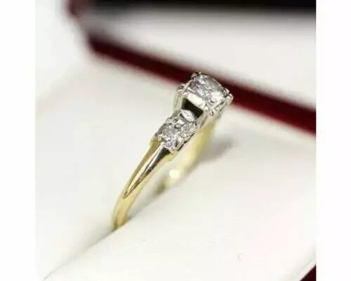 Art Deco Style Vintage Round Cut Lab Created Diamond 14K Gold FN Engagement Ring