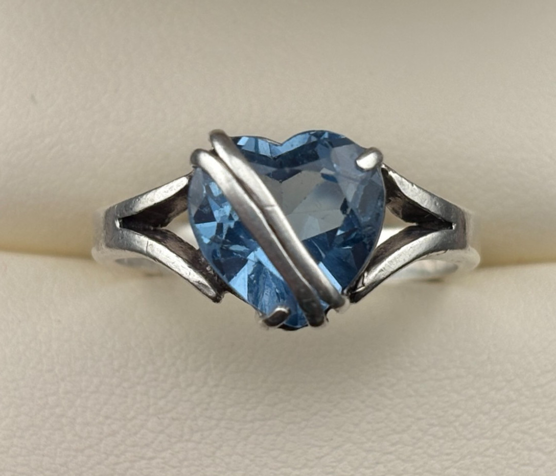 925 Sterling Silver Vintage Sky & Swiss Blue Topaz Designer Rings Sz. 8 & 8.5
