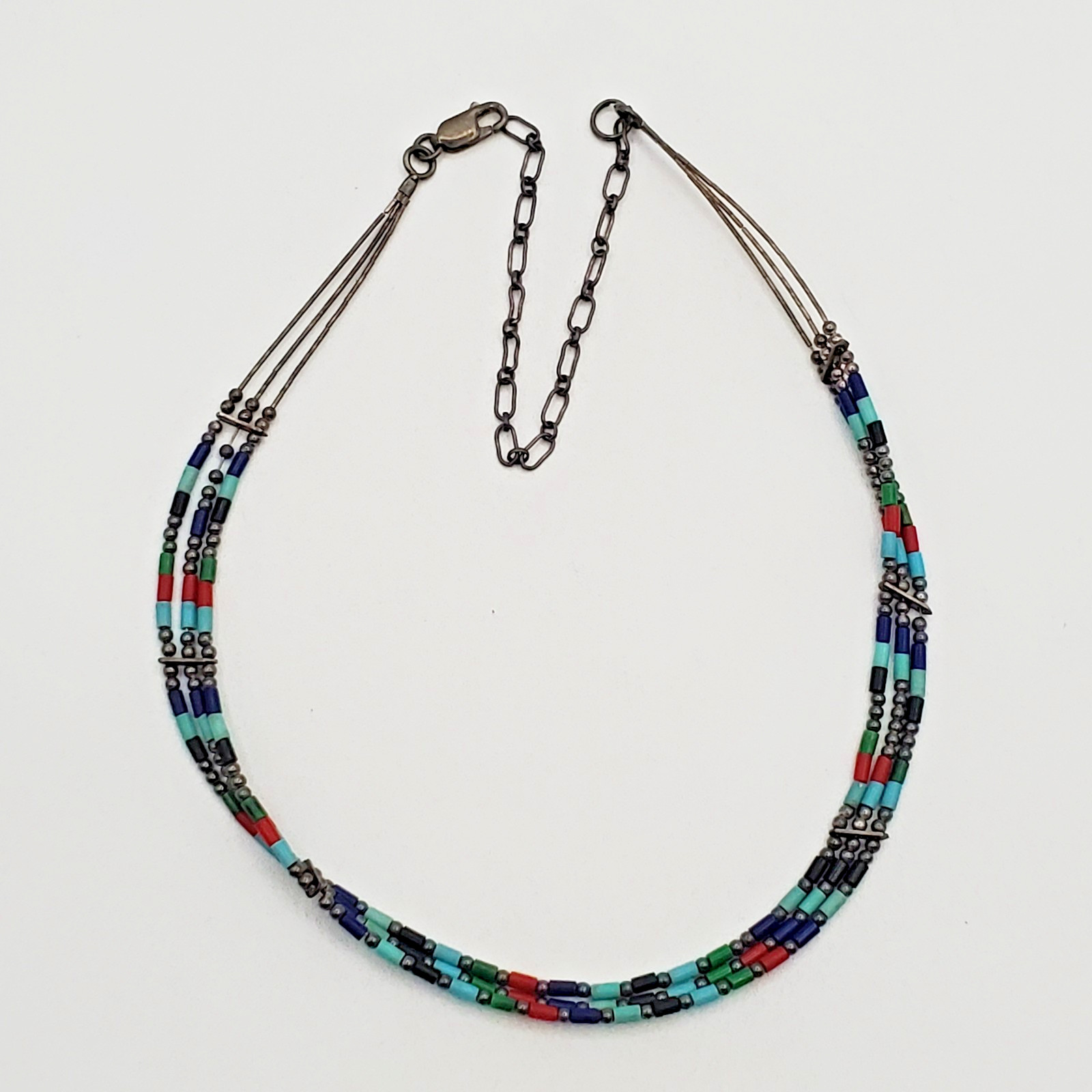 VTG 925 Southwestern Choker 17in Necklace Sterling Silver 6gtw Adjustable Length