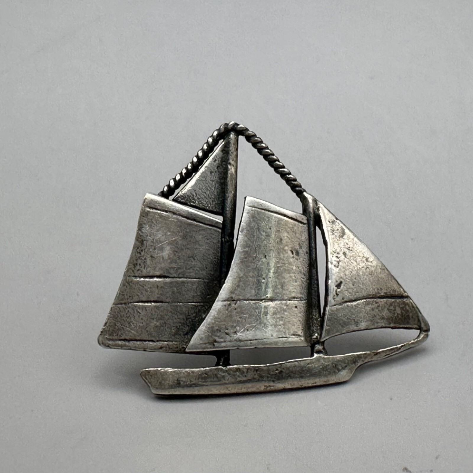 Sailboat Pin Sail Boat Nautical Maritime Theme Signed Makers Sterling Silver 14k