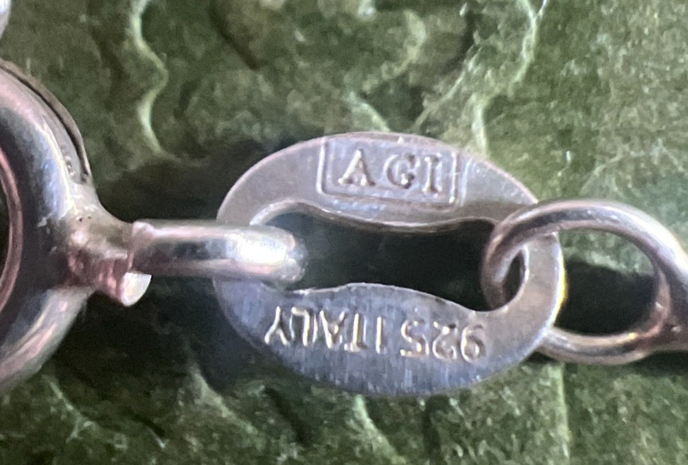 AGI Sterling Silver Double Oval Marcacite 1.5” Pendant Necklace 22” Chain ITALY