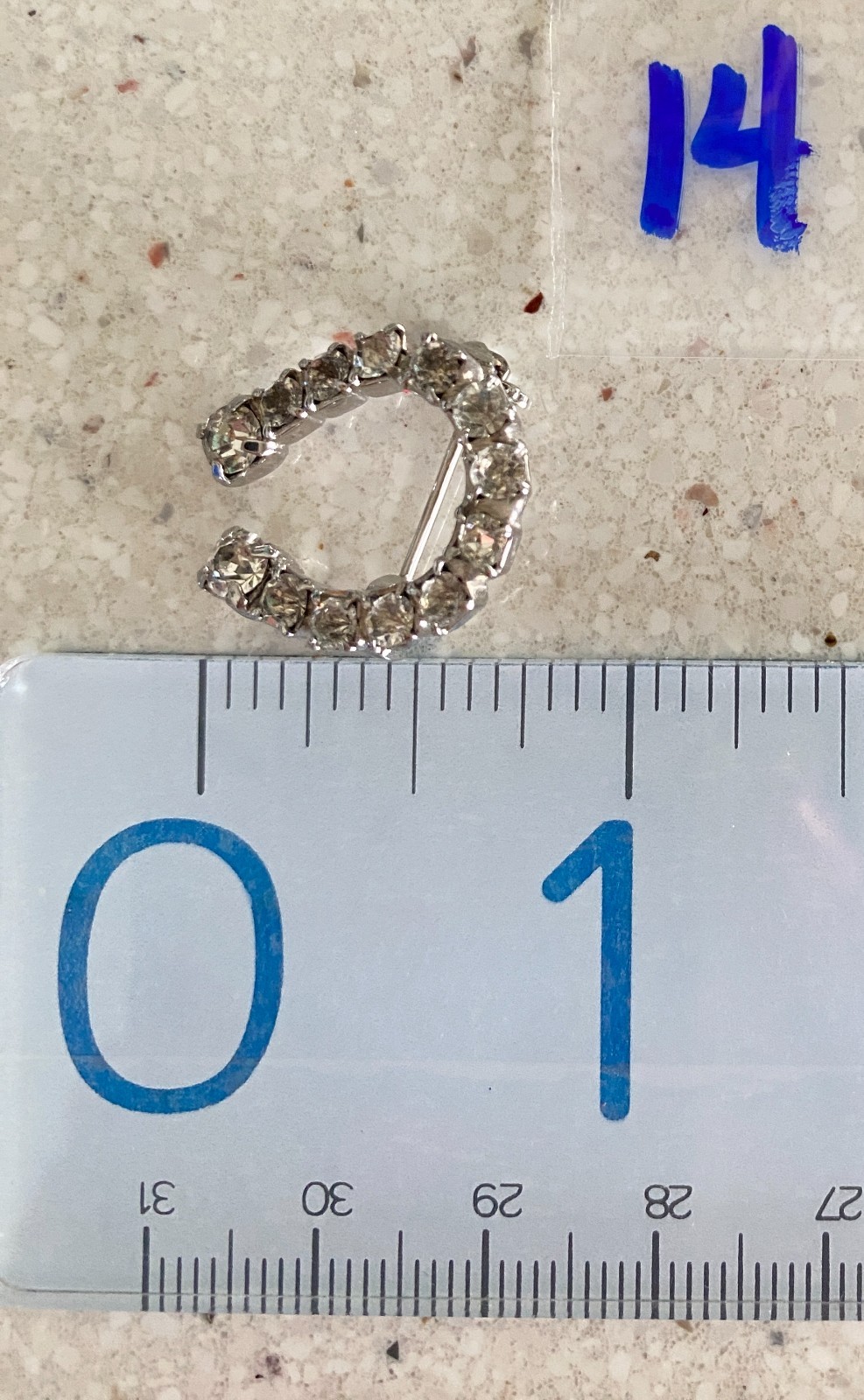 Vintage Lucky Horse Shoe Brooch Sterling Silver Rhinestones Good Luck .75″ Pin