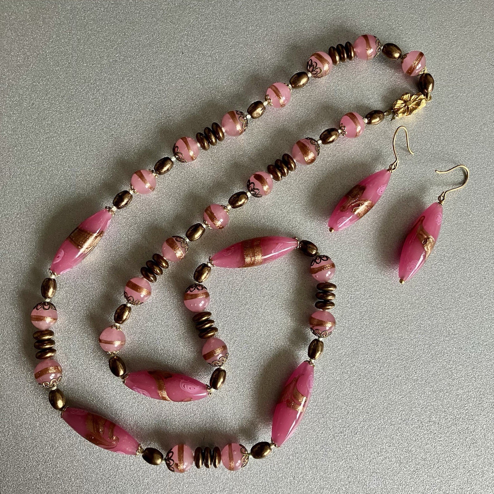 Murano Glass Necklace and Earrings – 1970s