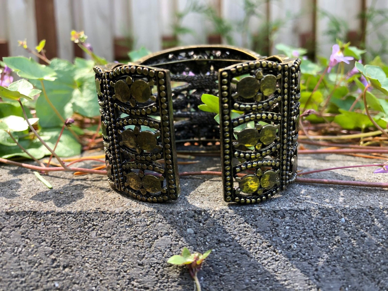 Vintage Multi-Color Crystals Cuff Bracelet w Bronze-Toned Finish – Swarovski