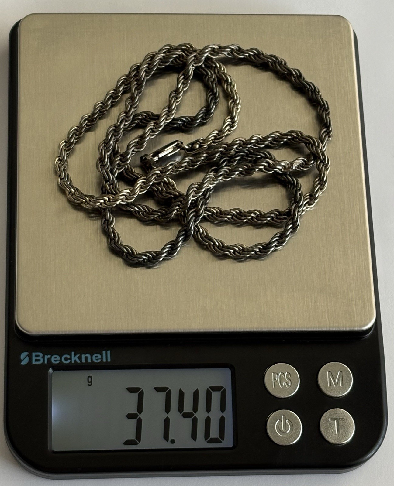Vintage Sterling Silver 925 Twisted Rope Chain 30” Necklace 37.40g Italy 4mm TFT