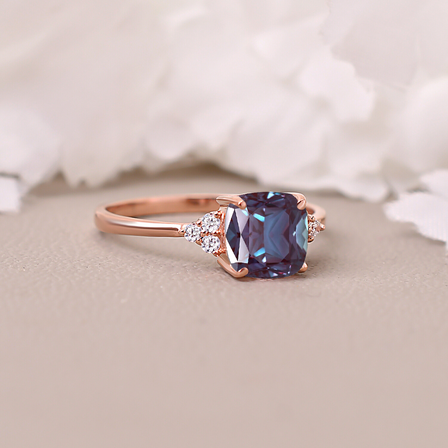 Cushion Alexandrite Engagement Ring Anniversary Birthday Gift For Her Women Ring