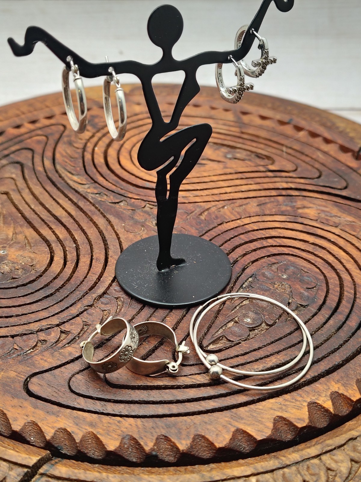 Unique Vintage Silver Hoop Earrings Lot. Variety Of Styles Metals Sizes. Pierced
