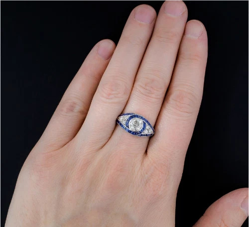 2.55Ct Art Deco Style Lab Created Diamond Engagement 14K White Gold Finish Ring