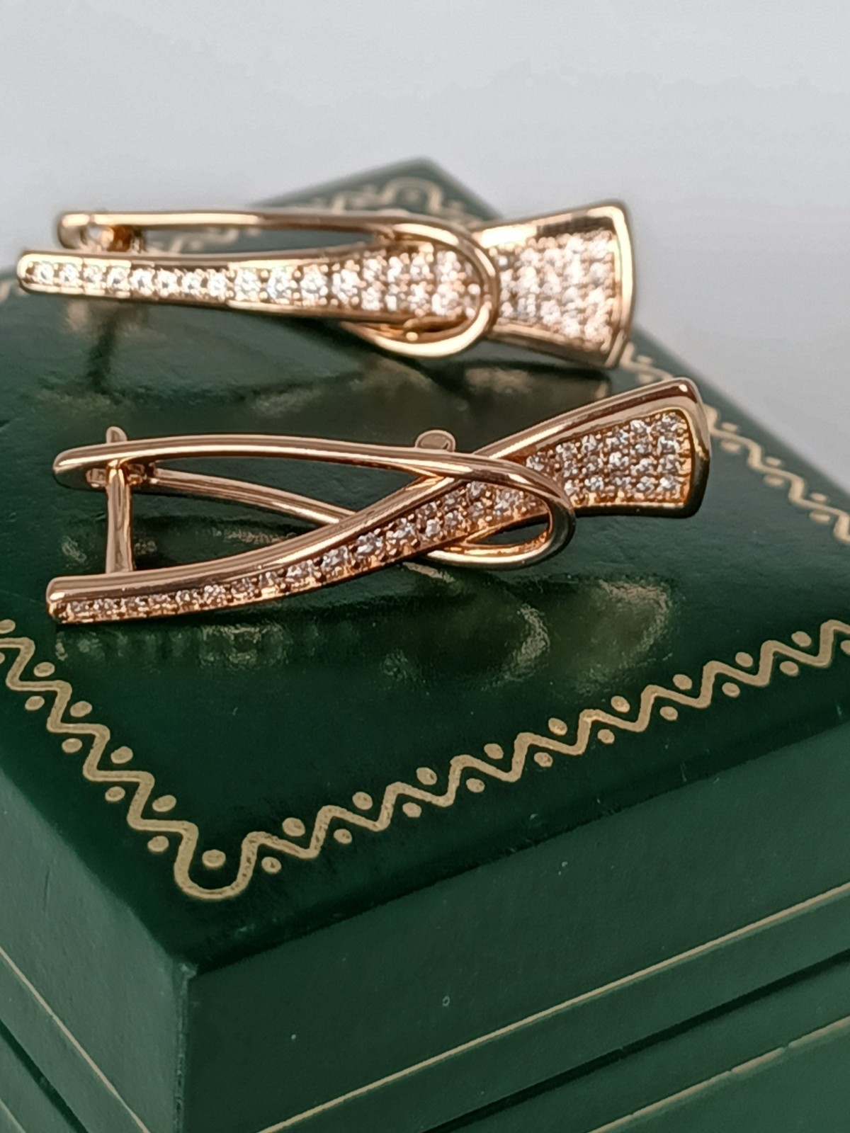 Vintage 1990-s 14 Ct Rolled Gold Zircons Earrings-Hallmarked 585 RG