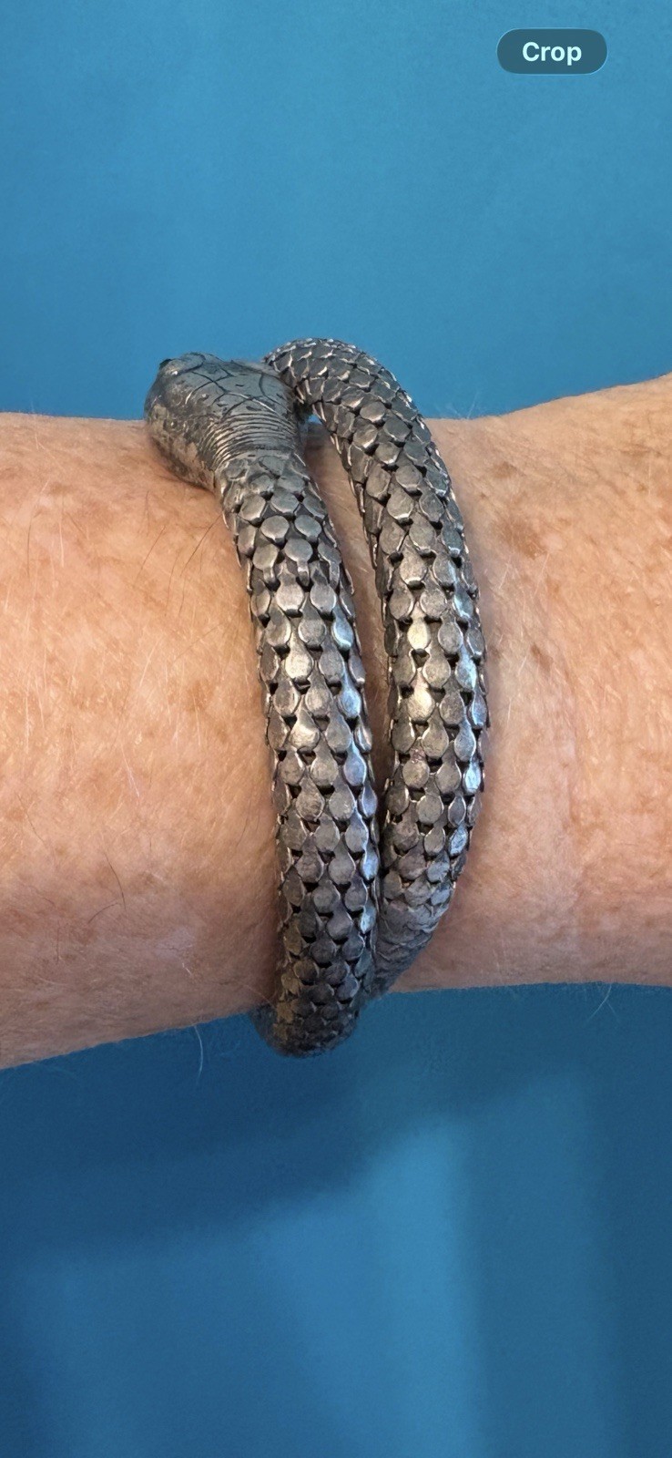 whiting & davis bracelet snake serpent sterling wrap mesh adjusts nice patina