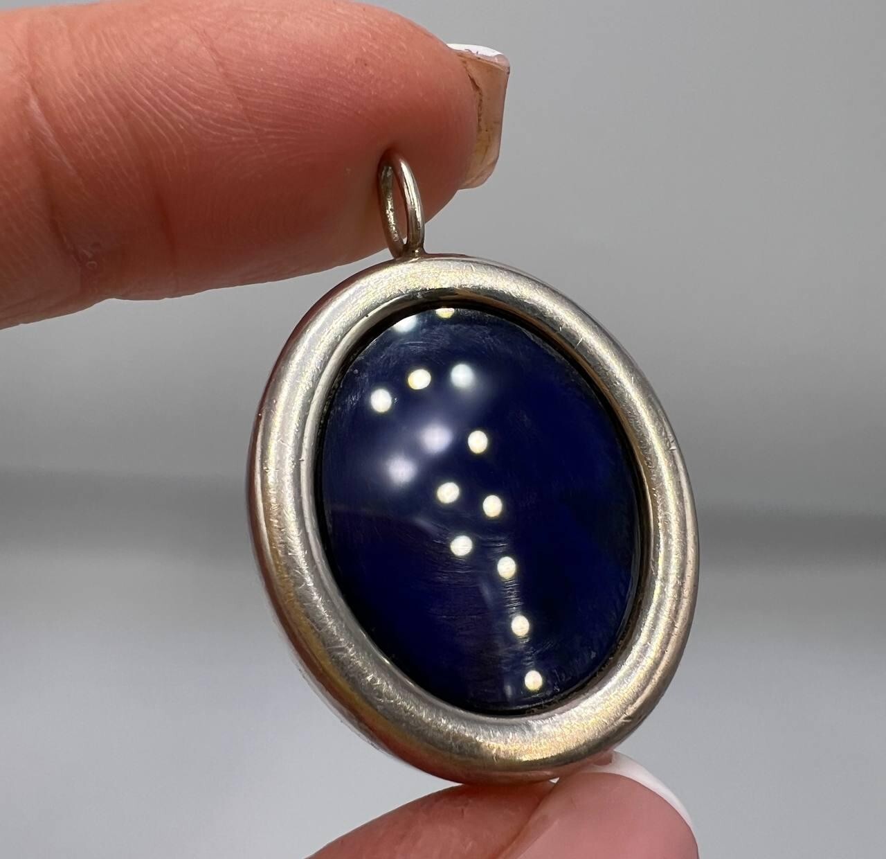 Vintage Sterling Silver 925 Pendant with Blue Fluorite Quartz Adult Unisex Gift