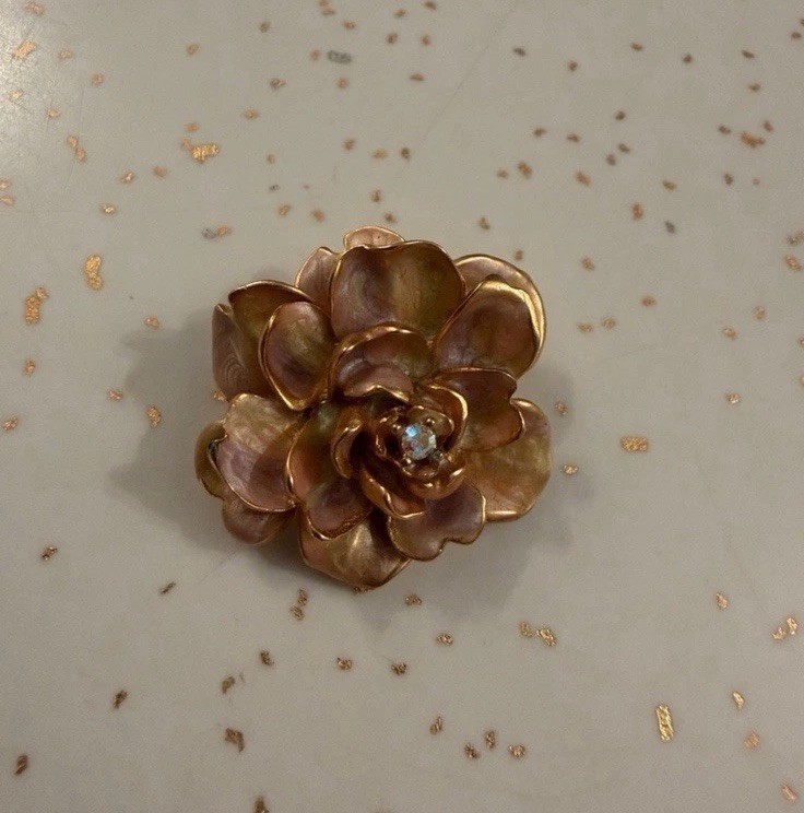 Vintage Joan Rivers Brooch Pin Gold Flower