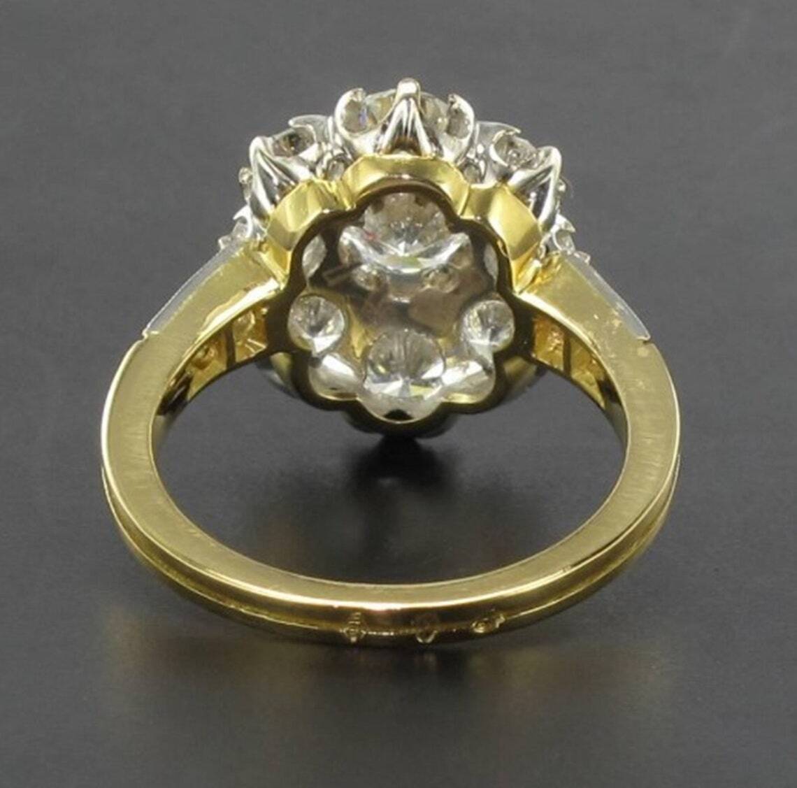 2.09Ct Round Cut Moissanite Cluster Set Halo Floral Look Ring in Solid 14KT Gold