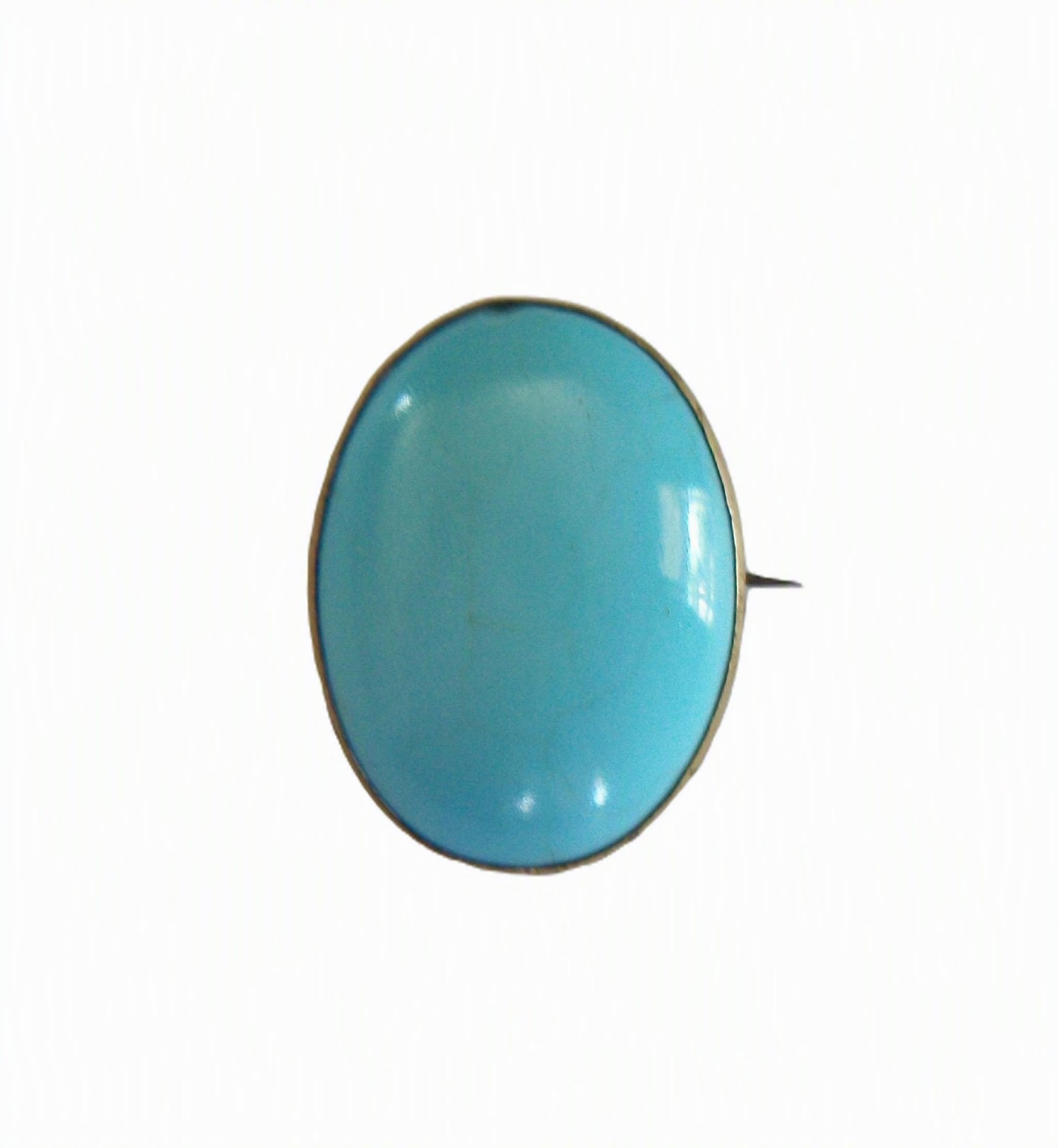 Victorian Turquoise Glass & Gilt Metal Brooch – Czech Republic – Circa 1900