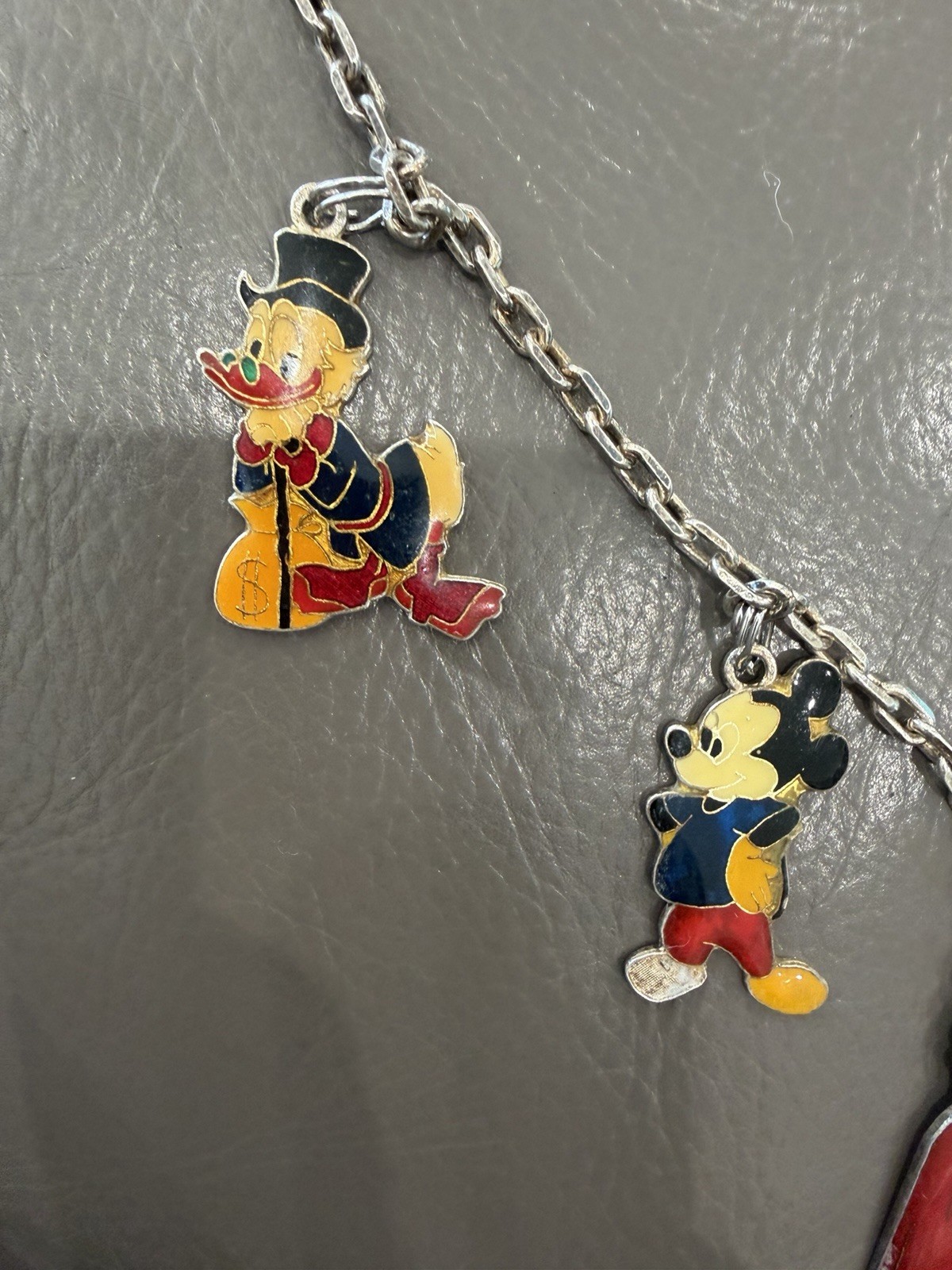 vintage sterling silver Disney Charm Necklace Mickey Mini Mouse Goofy Etc