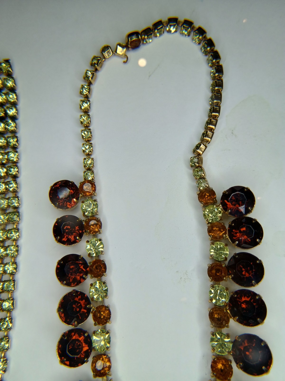 Vintage Brown Rhinestone Bracelet & Necklace Set 1950’s 1960’s