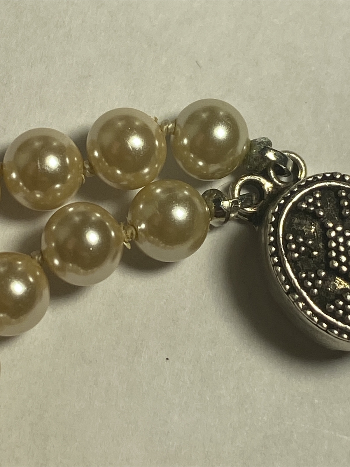 Bracelet 2 strand faux pearls Sterling Clasp Vintage Unused Mint Condition