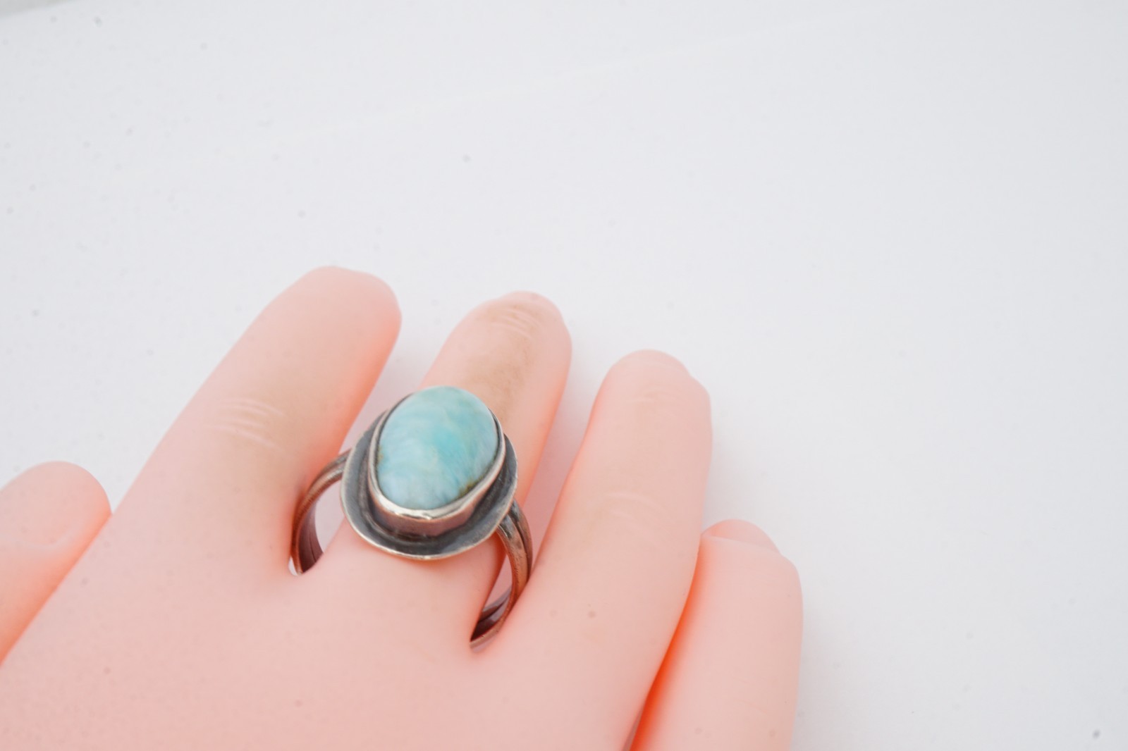 Vintage Sterling Silver 925 Larimar Ring Size 8.25