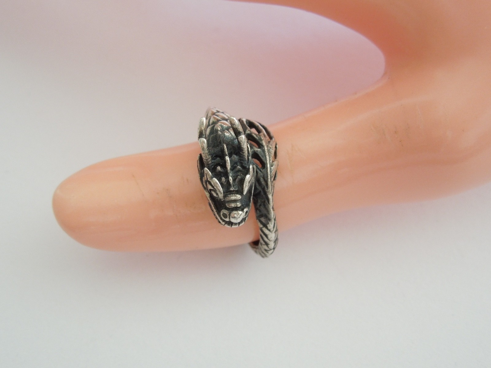 Vintage Ring Silver Verified Dragon Hallmark Unreadable 5.0 g/Size 56