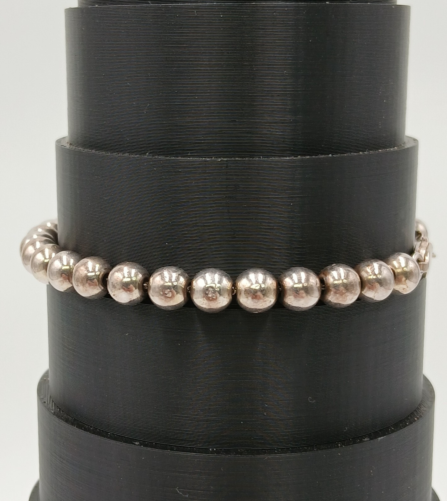 VTG 925 MO Ball Bead Bracelet Unisex 7.5in Sterling Silver 7gtw Thick Sturdy