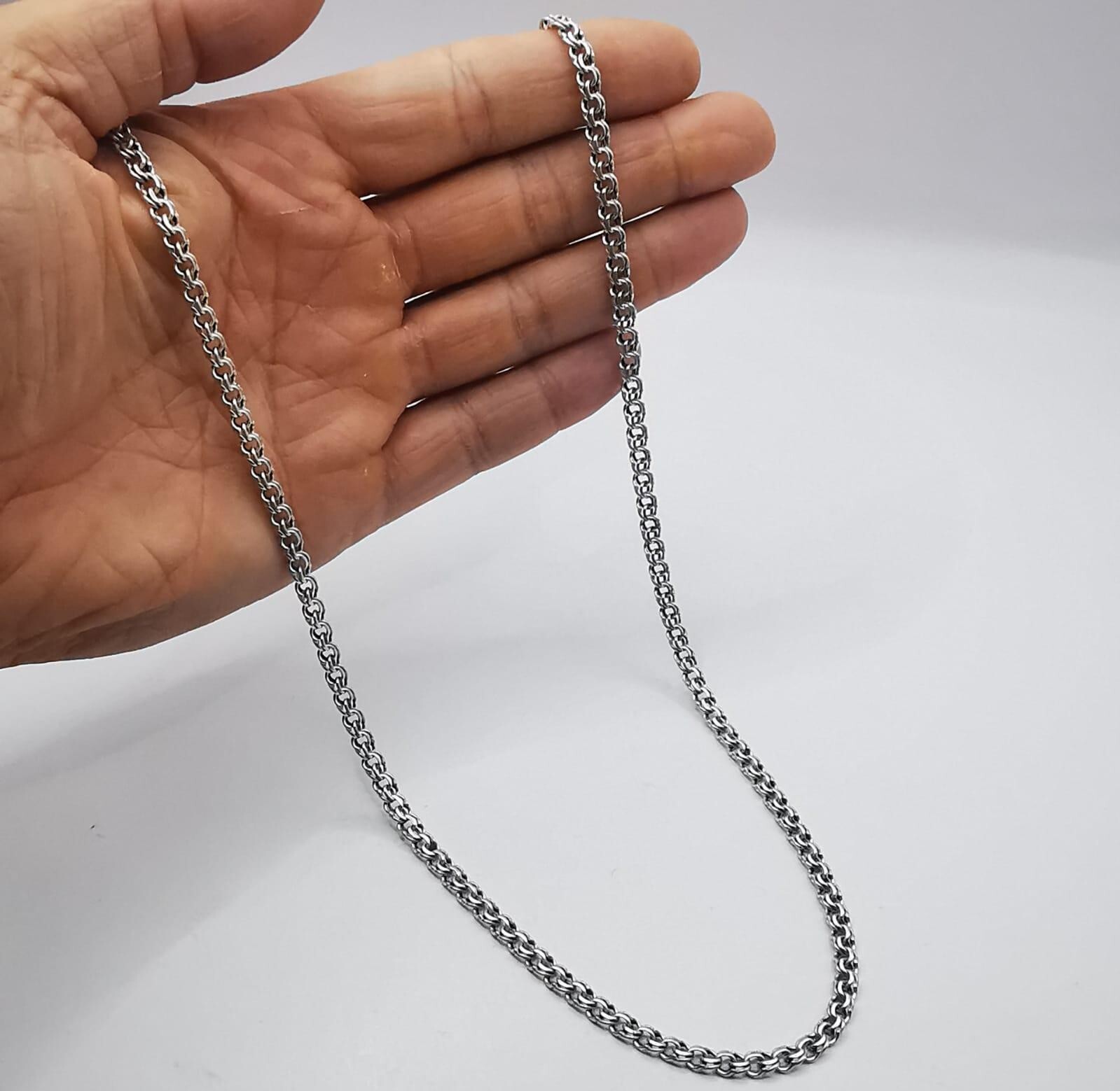 Vintage Sterling Silver 925 Signed Chain Necklace, 20.67g, 24.41″ Adult Unisex