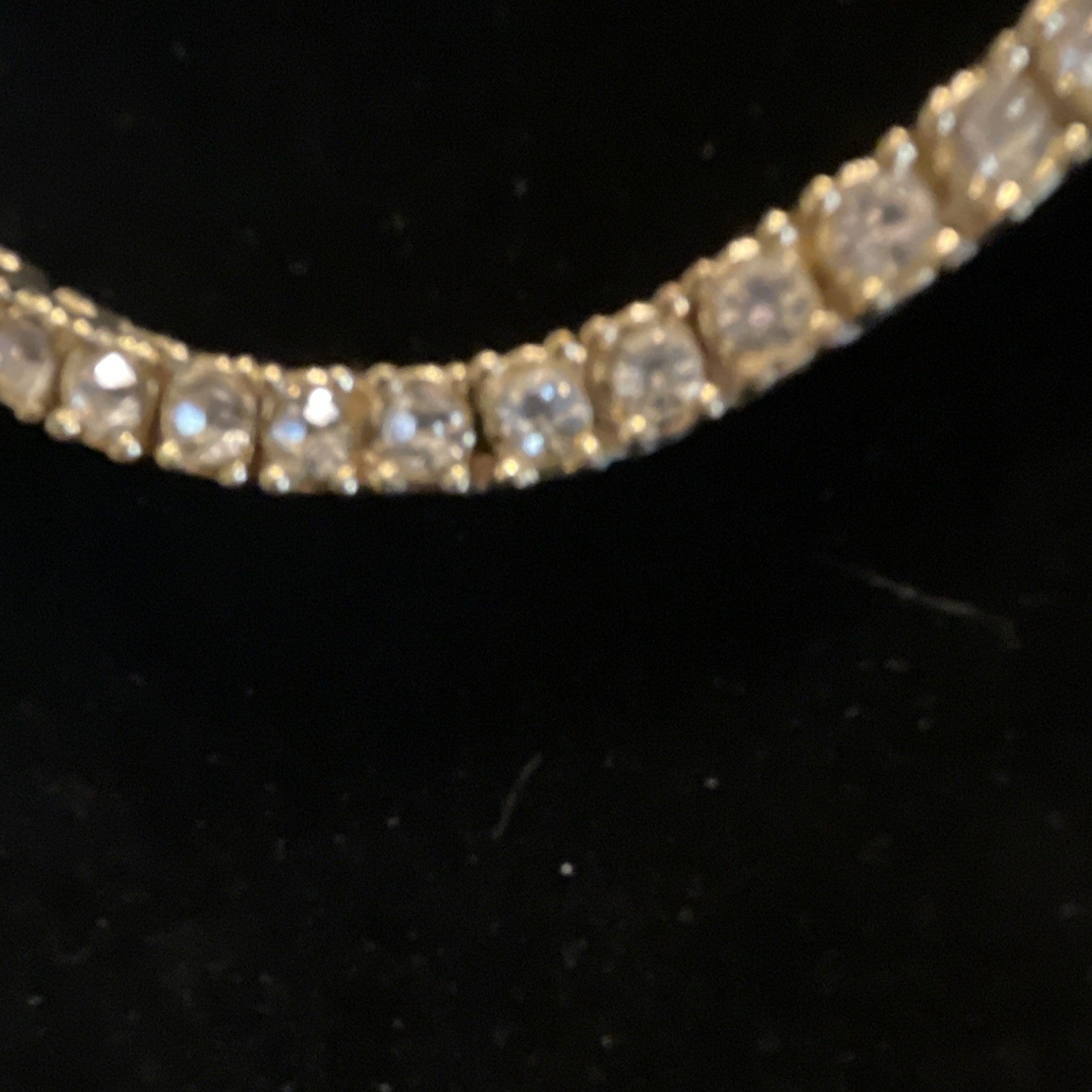 Gold Tone Round Clear Rhinestone Necklace & Vintage Clip On Earrings 15”