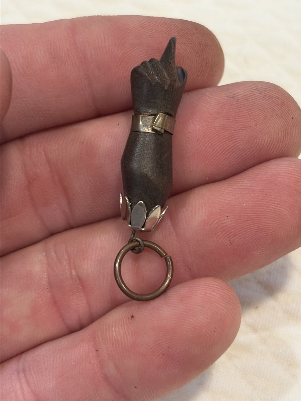 VERY RARE Vintage FOLK ART Hand Carved FIGA Good Luck Necklace Pendant