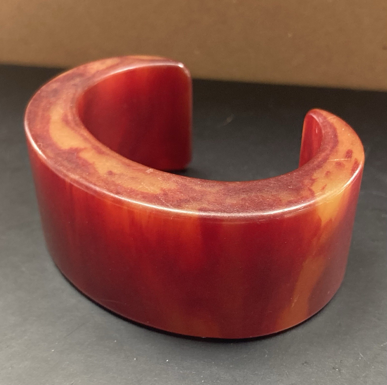 Vintage Awesome Bracelet Cuff Resin Reddish-Orange SMALL