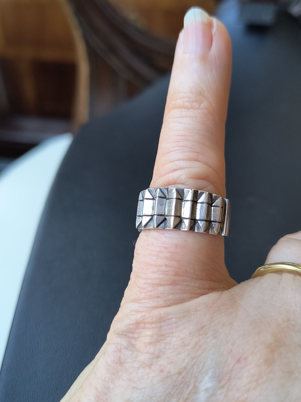 VTG Handmade Sterling Silver 925 Geometric 3D Ring Unbranded Sz 7.75