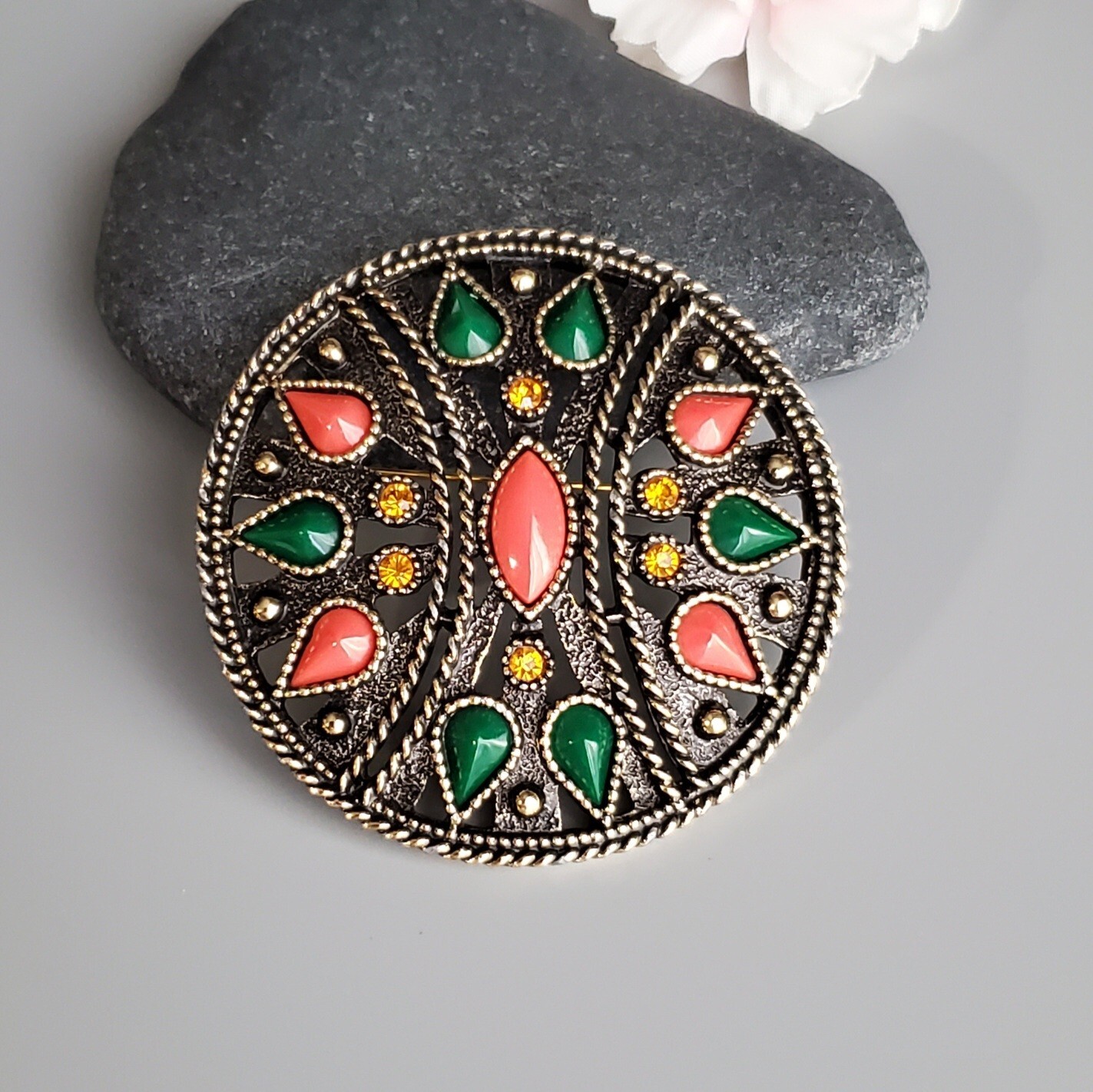 Vintage Emmons Brooch Pendant Large Signed Marked On Back See Pictures VTG