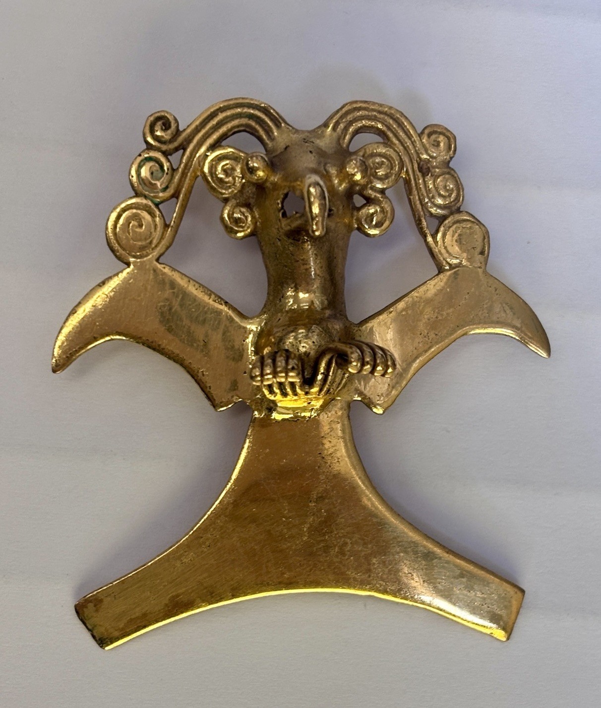 Tumbaga Bird Necklace Quimbaya and Tairona pendant Costa Rica Panama 2.25 X 2”
