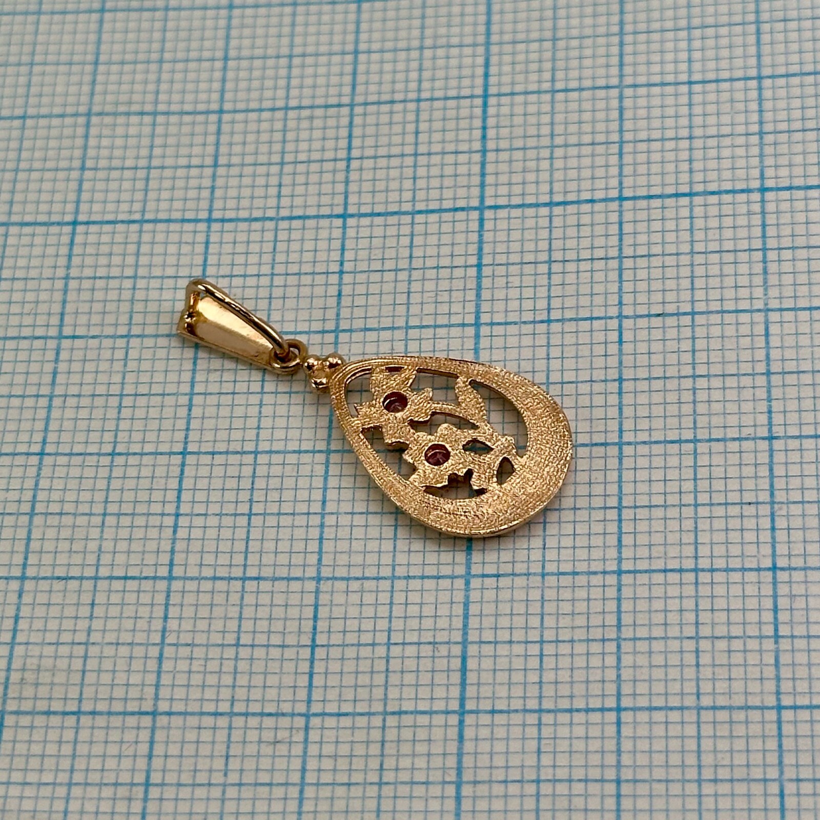 Chic Vintage Original Soviet Rose Gold 583 14k Pendant With Amethyst 1,97 g.