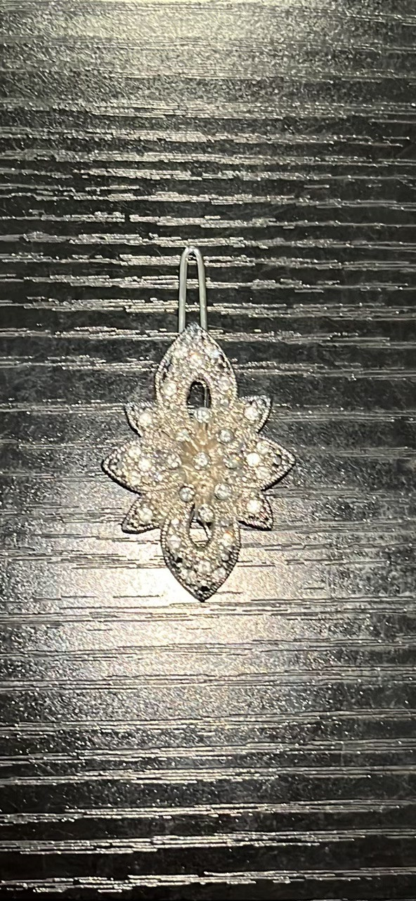 Vintage Silver Tone Rhinestone Hair Pin Beautiful Flower and Bow Shape