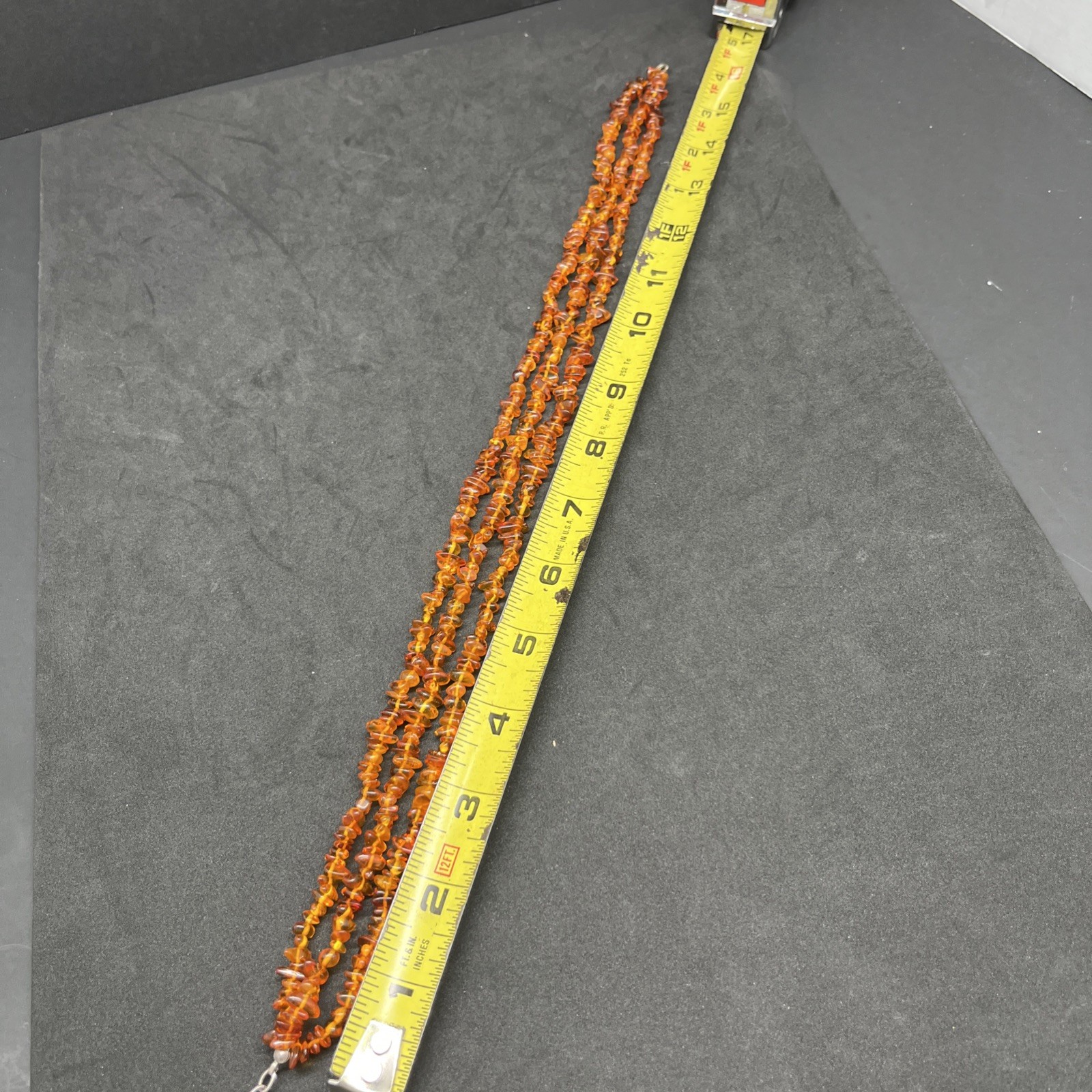VTG Polished Baltic Amber small Chunk Stone Beaded 16″ Necklace 3 strand 30g
