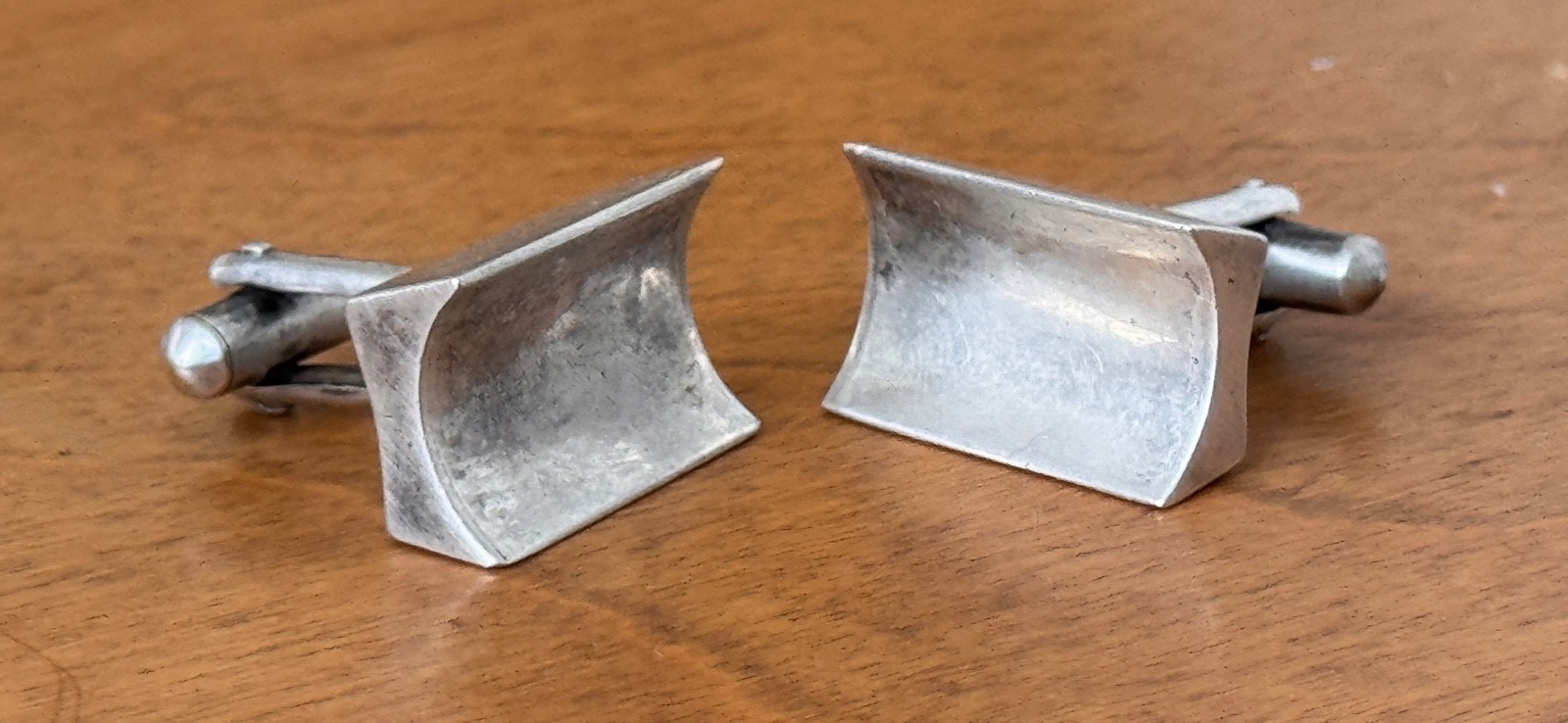 Antonio Pineda Taxco Mexican Modernist Sterling Silver 925 cufflinks Vtg Rare