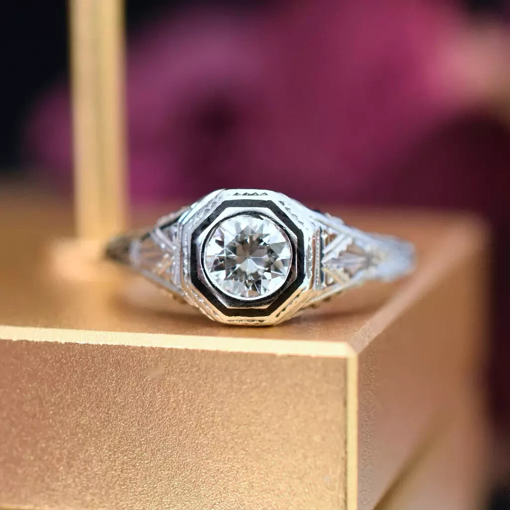 Art Deco 2.00Ct Lab Created Diamond Solitaire 14K White Gold FN Engagement Ring