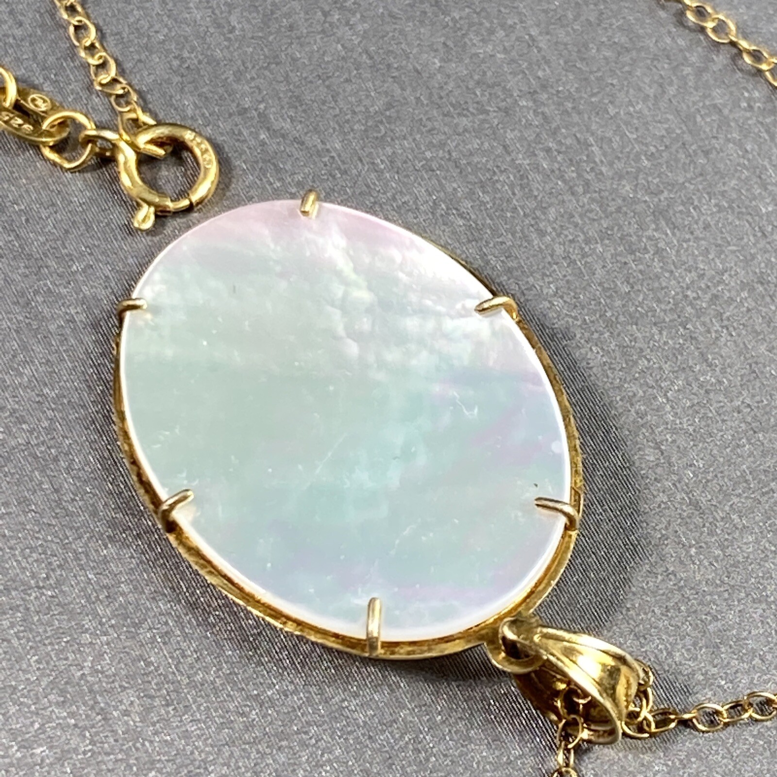 Vintage Pendant Necklace Estate Fine Jewelry Pre-Owned Sterling Vermeil Pearl