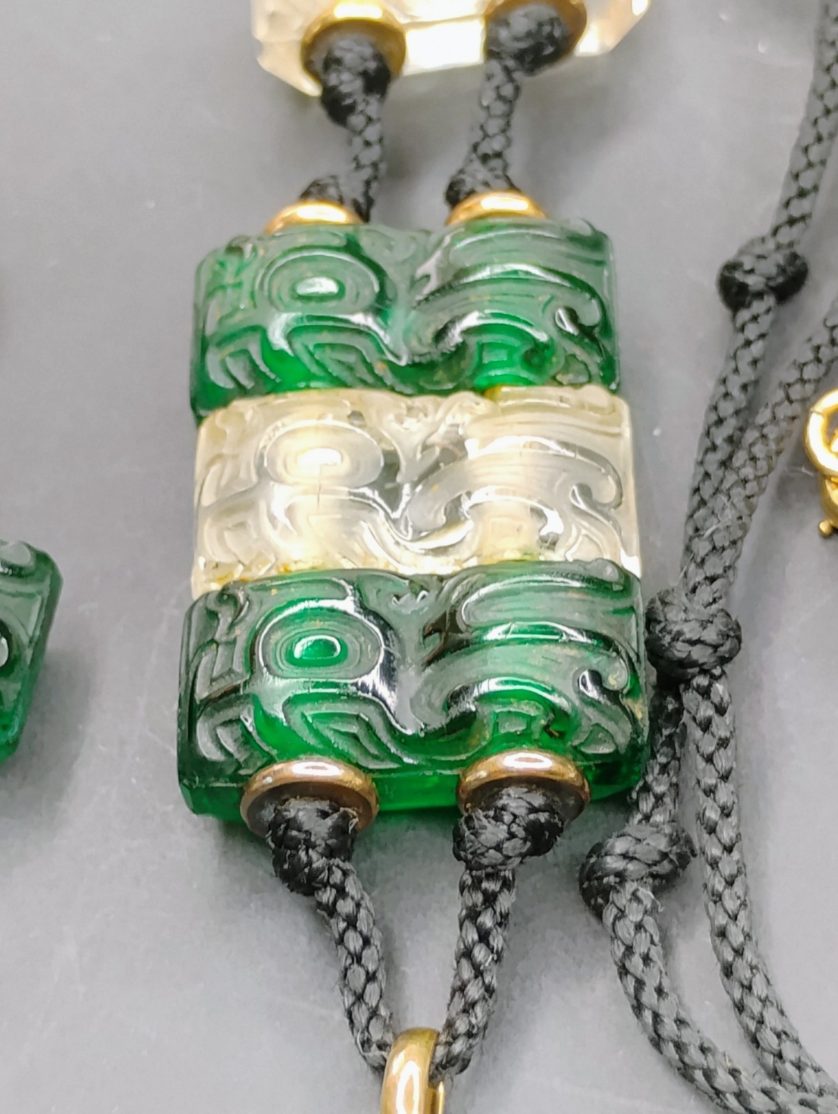 Antique 1920’s France Oreum Metal And Glass Necklace & Bracelet Set
