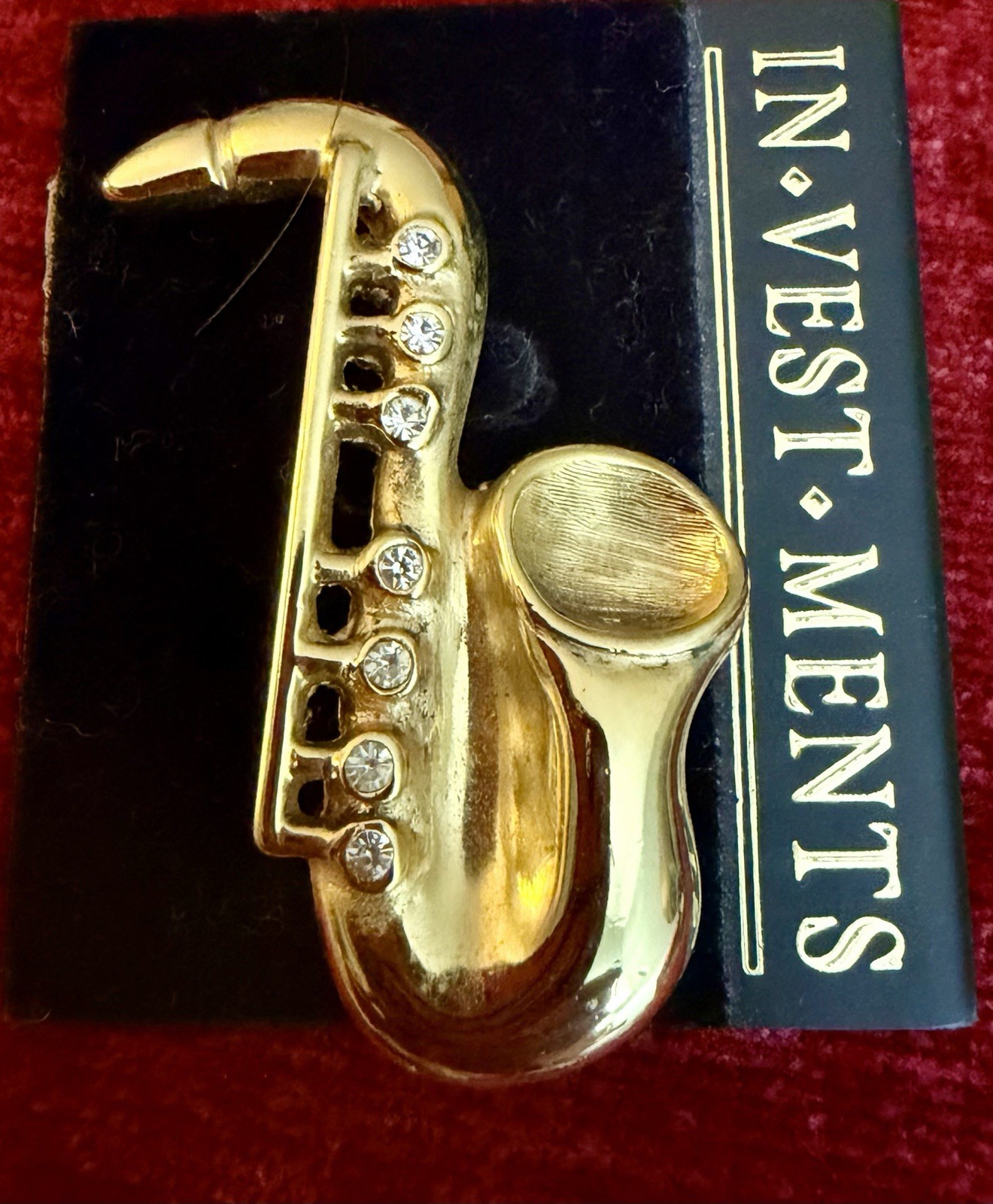 Goldtone Saxophone Brooch/Pin 2 Inches Long Very Good Condition