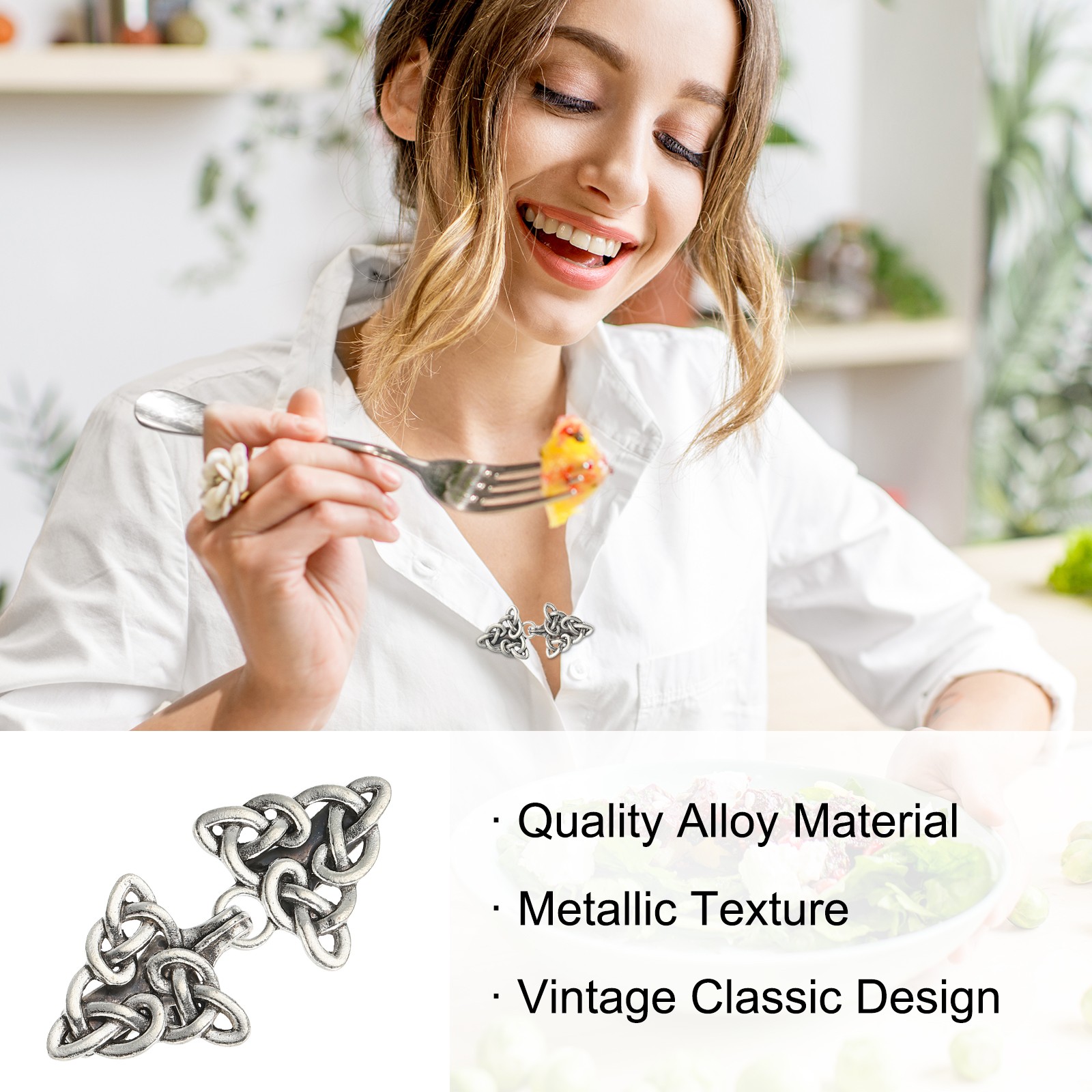 Cloak Clasp, 2Pcs Alloy Sweater Clips Retro Cardigan Buckles, Style 3