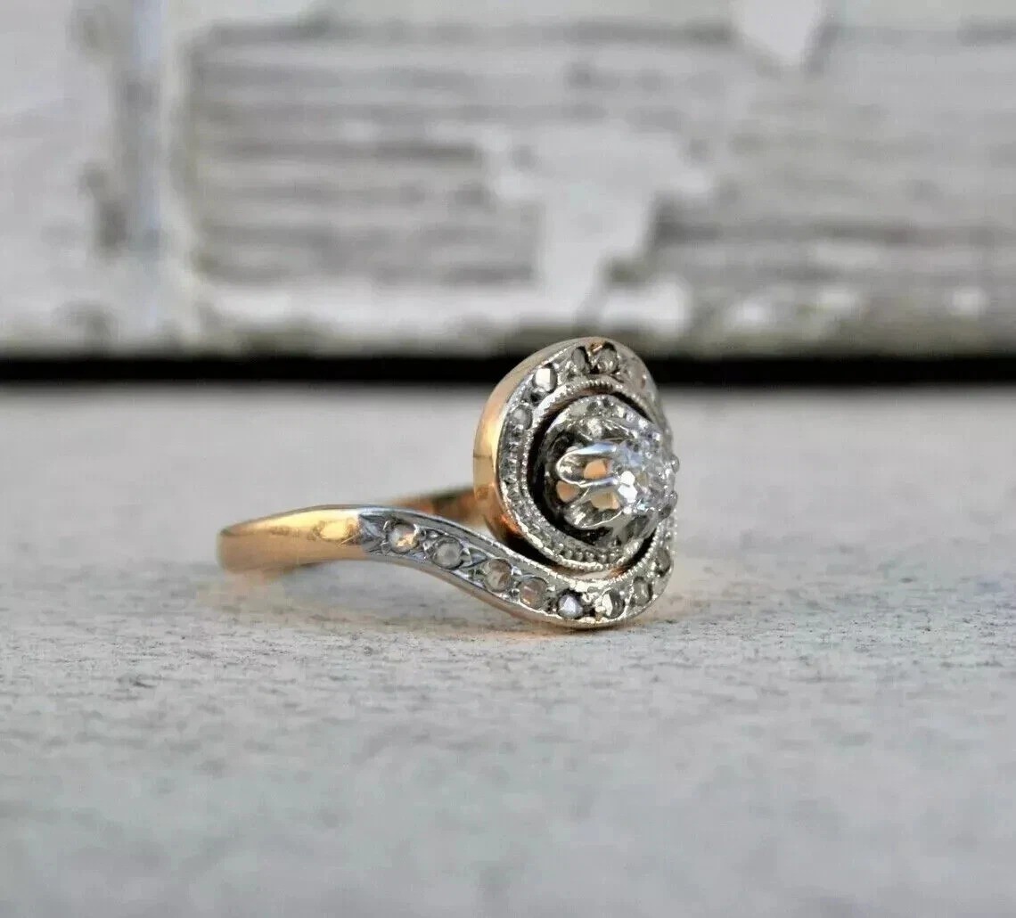 2.35Ct Vintage Art Deco Round Lab Created Diamond Wedding 14K White Gold FN Ring
