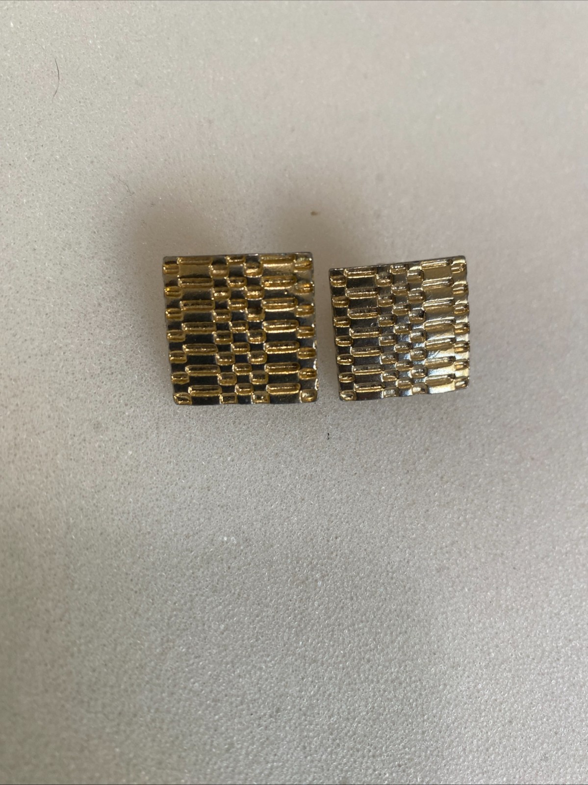 Monet Gold Tone Clip On Earrings Rectangle Vintage Costume Jewelry E17