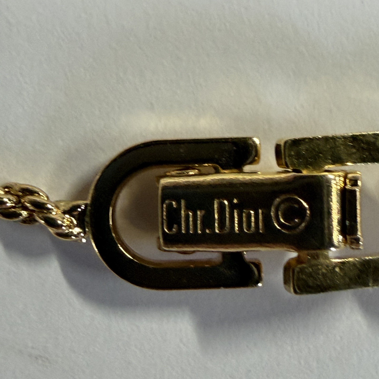 Christian Dior Vintage Necklace Pave Rhinestone Enamel Crescent Gold Plate 16”