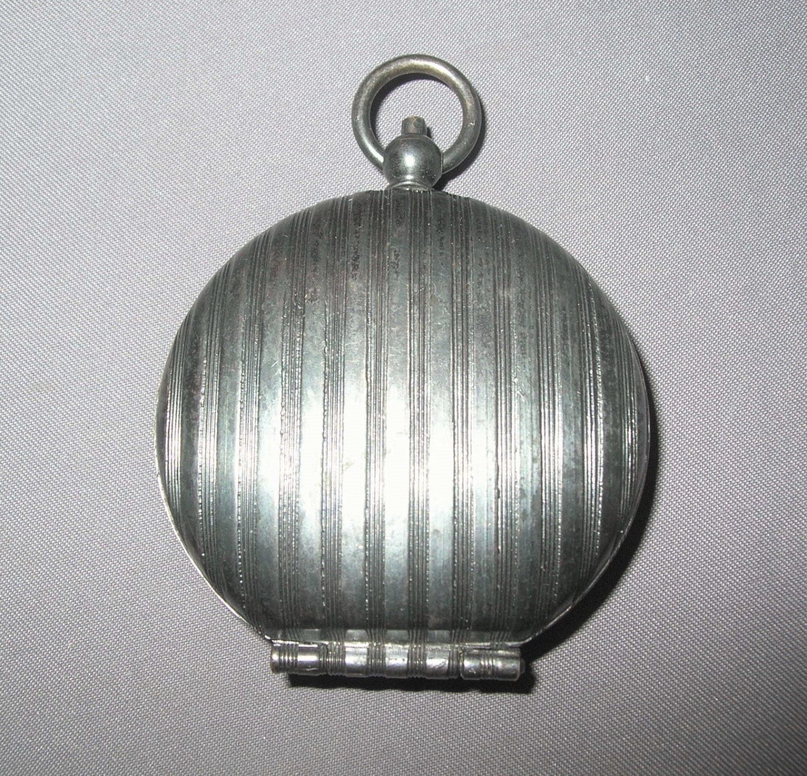 Antique Edwardian Deco Gunmetal Gun Metal Compact Chatelaine Pendant